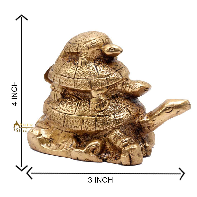 Brass Lucky Fengshui Vastu Home Office Decorative Turtle Gift Showpiece 3"