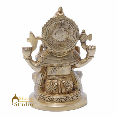 StatueStudio Brass Ganesha Idols For Home Decor Office Temple Decorative Murti Ganpati Statue Gift Showpiece 6"