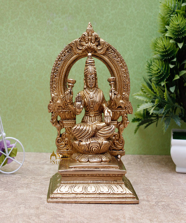 Brass Lakshmi Idol Laxmi Statue For Religious Home Office Décor Lucky Gift 7"