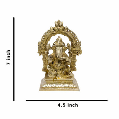 Brass Ganesha Idol For Home Décor Office Desk Lucky Gift Showpiece Statue 7"