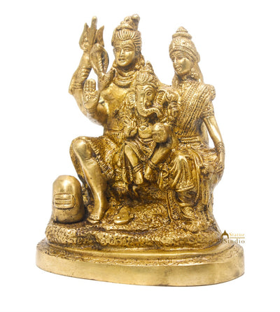 Brass Shiv Parivar Idol For Home Office Temple Décor 6"