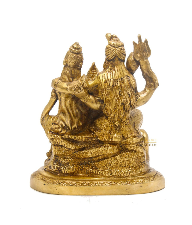 Brass Shiv Parivar Idol For Home Office Temple Décor 6"