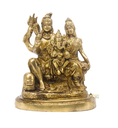 Brass Shiv Parivar Idol For Home Office Temple Décor 6"