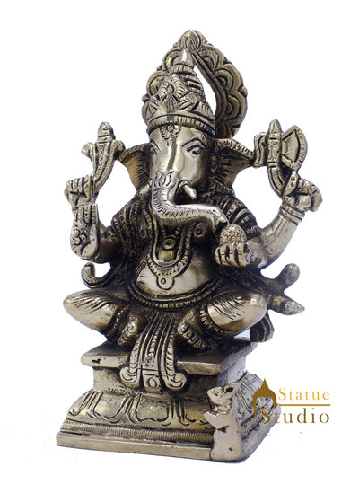 Small Lucky Sitting Ganesha Corporate Diwali Gift Idol Murti Décor Statue 5.5"