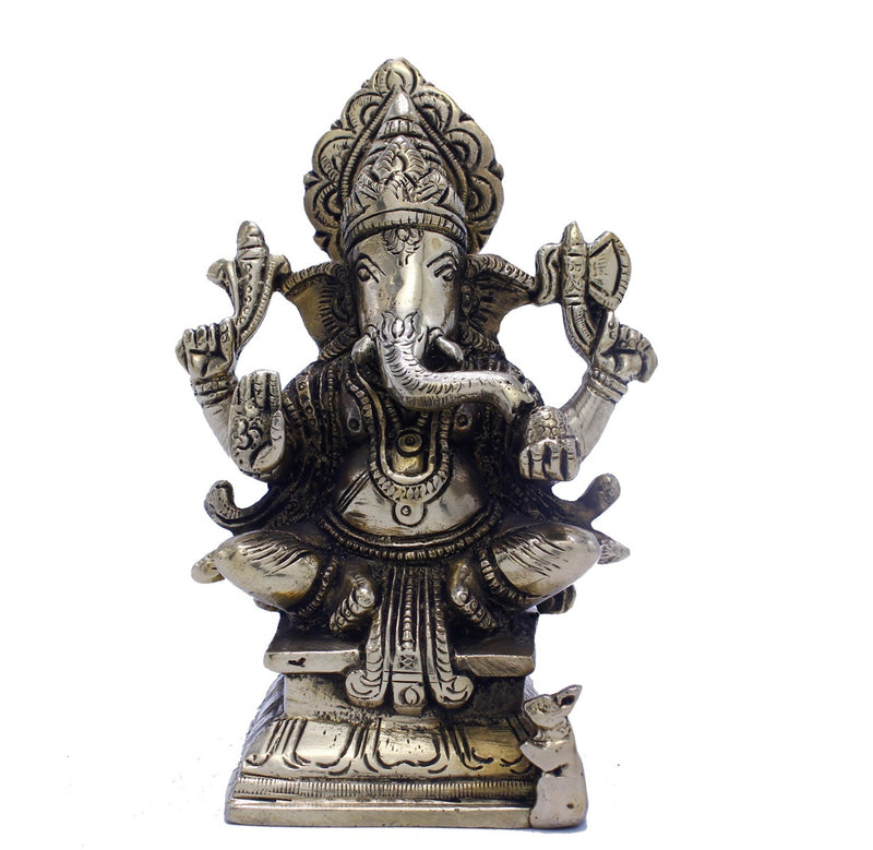 Small Lucky Sitting Ganesha Corporate Diwali Gift Idol Murti Décor Statue 5.5"