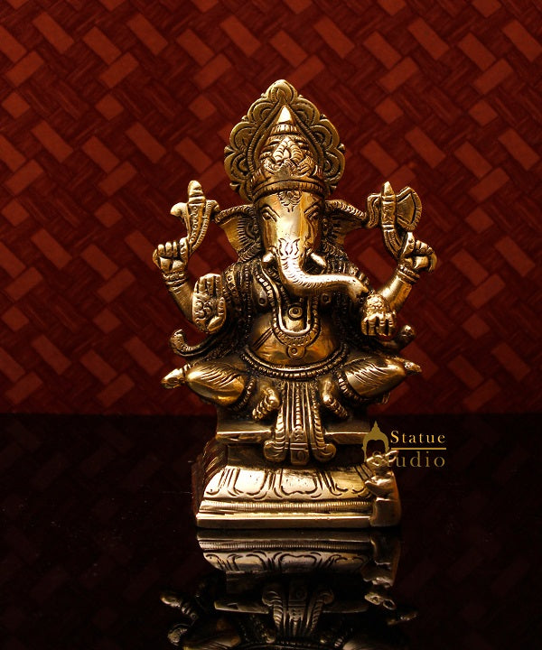 Small Lucky Sitting Ganesha Corporate Diwali Gift Idol Murti Décor Statue 5.5"