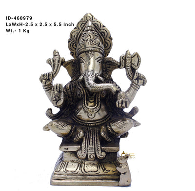 Small Lucky Sitting Ganesha Corporate Diwali Gift Idol Murti Décor Statue 5.5"