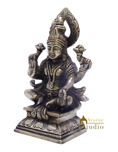 Brass Lucky Lakshmi Idol Laxmi Statue For Home Temple Pooja Room Décor 5.5"