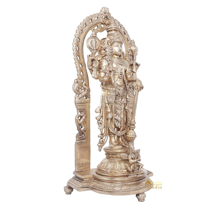 Brass Antique Lord Vishnu Large Idol For Pooja Home Temple Décor Statue 16"