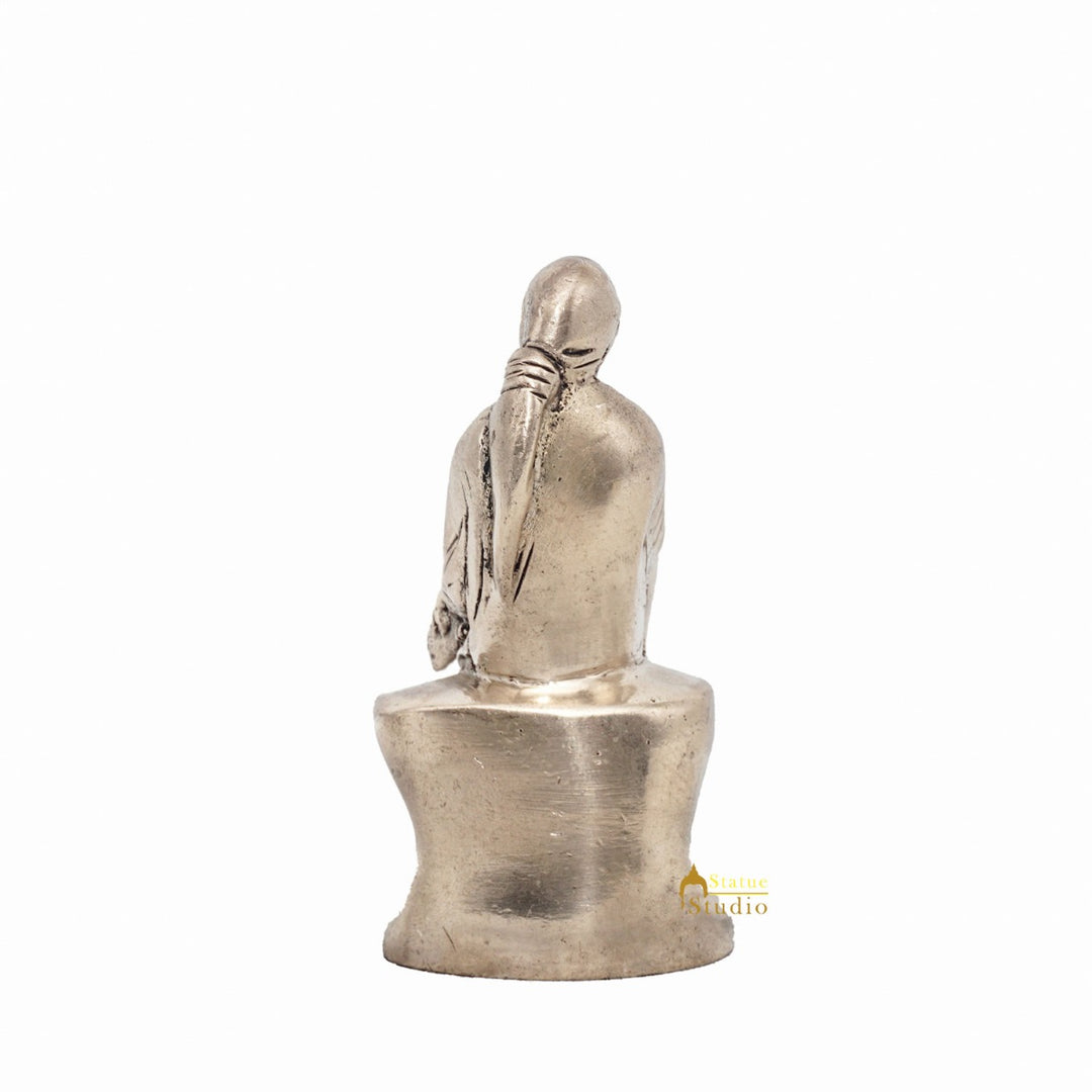 Brass Small Antique Sai Baba Idol For Puja Religious Home Temple Décor 3"