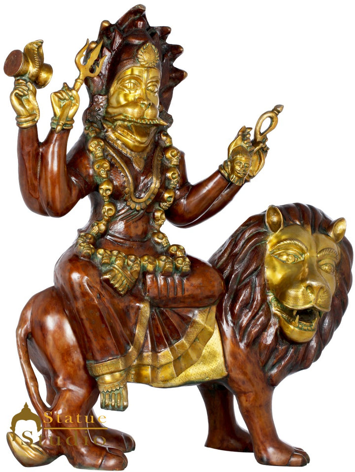 Brass Large Size Bhadrakali Statue Kali Idol For Home Temple 3.5 Feet