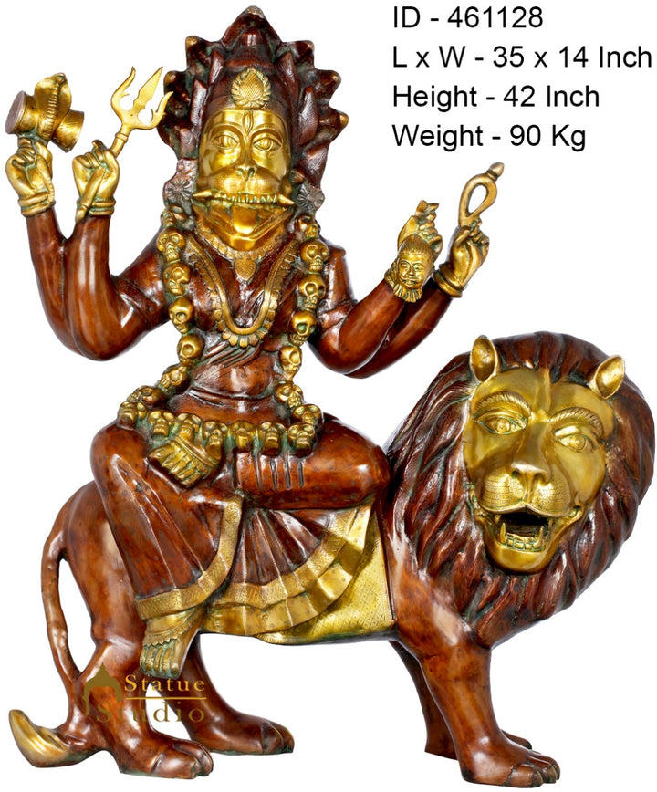 Brass Large Size Bhadrakali Statue Kali Idol For Home Temple 3.5 Feet