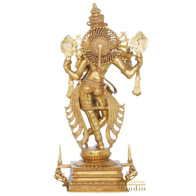 Brass Large Standing Krishna Idol Rare Masterpiece For Decor 3.5 Feet