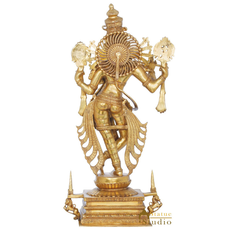 Brass Large Standing Krishna Idol Rare Masterpiece For Decor 3.5 Feet