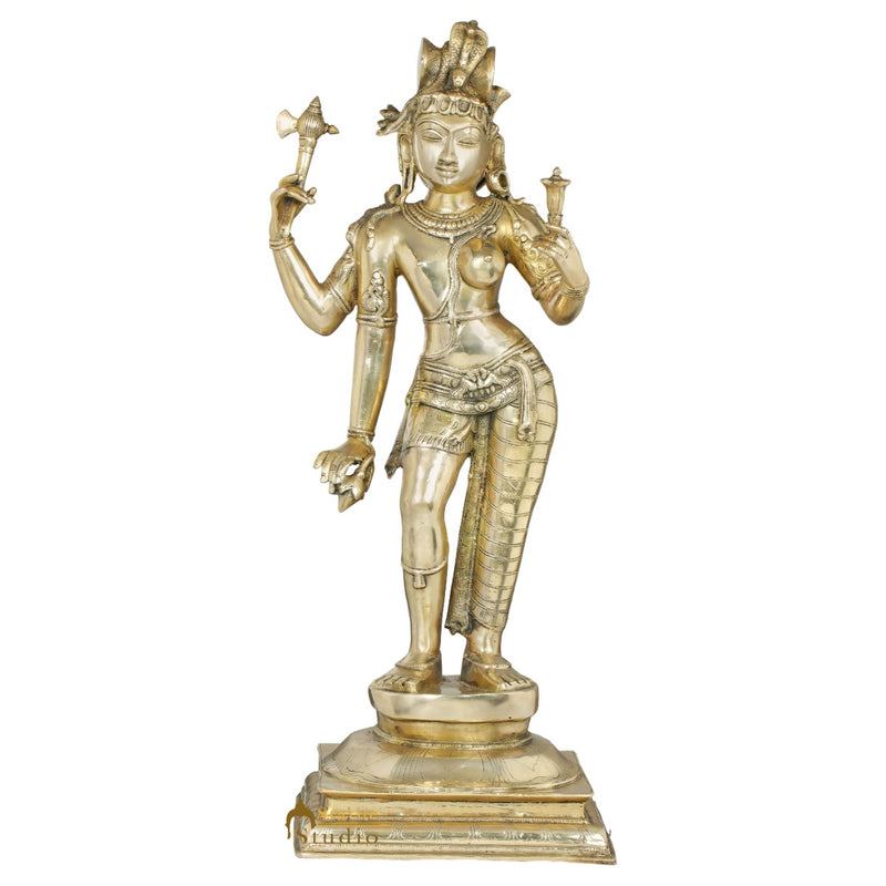 Brass Standing Ardhnareshvara Shiva Idol Rare Dacor Home Temple