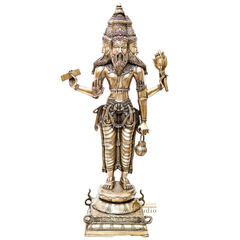 Large Size Indian Hindu God Creator Of Universe Lord Brahma Ji Idol 39"