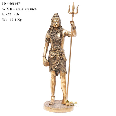 Brass Large Standing Lord Shiva Idol Mahadev For Home Puja Room Decor 2 Feet