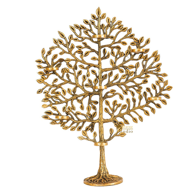 Brass Antique Tree Showpiece For Home Table Décor With TeaLight Candle Holder 17"