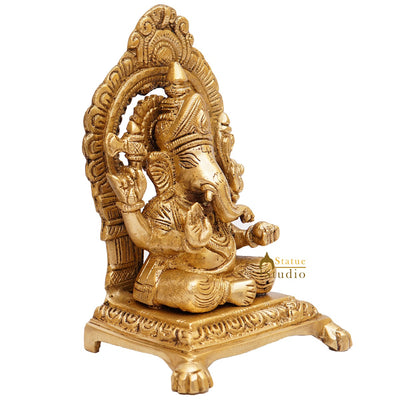 Brass Ganesha Idol Ganpati Statue For Home Diwali Pooja Room Décor Gift Showpiece 6"