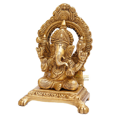 Brass Ganesha Idol Ganpati Statue For Home Diwali Pooja Room Décor Gift Showpiece 6"