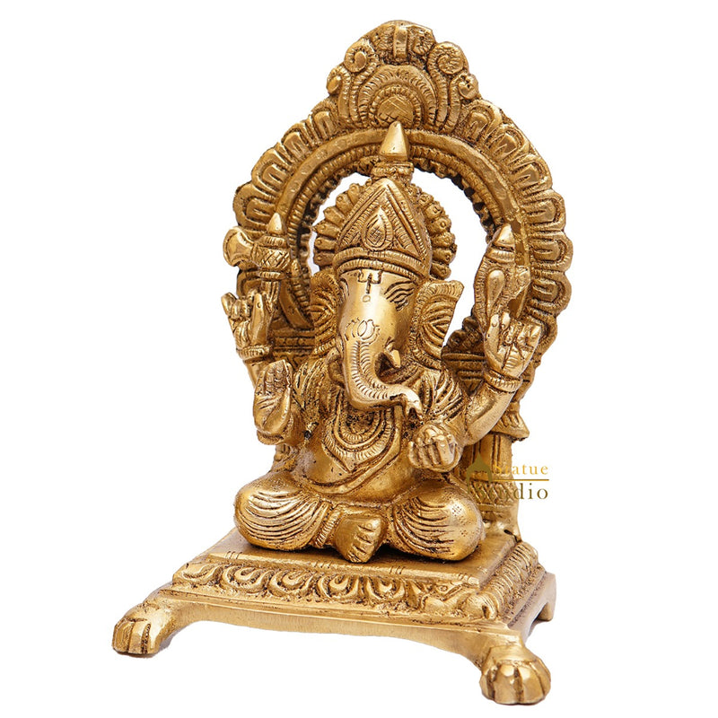 Brass Ganesha Idol Ganpati Statue For Home Diwali Pooja Room Décor Gift Showpiece 6"