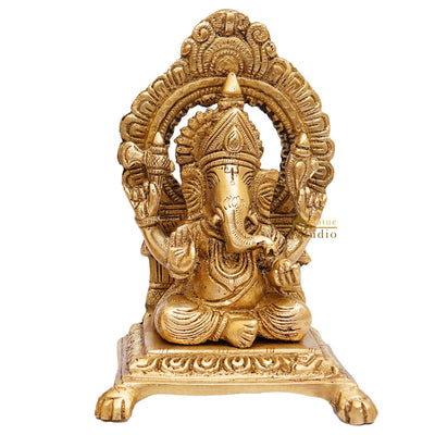 Brass Ganesha Idol Ganpati Statue For Home Diwali Pooja Room Décor Gift Showpiece 6"