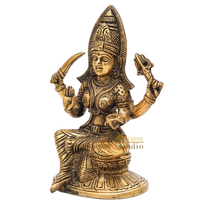 Brass South Indian Goddess Mariamman Religious Puja Décor Idol Statue 6"