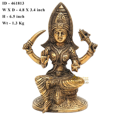 Brass South Indian Goddess Mariamman Religious Puja Décor Idol Statue 6"