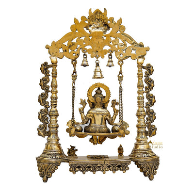 Brass Large Ganesha Idol With Swing For Home Office Temple Decor 2 Feet