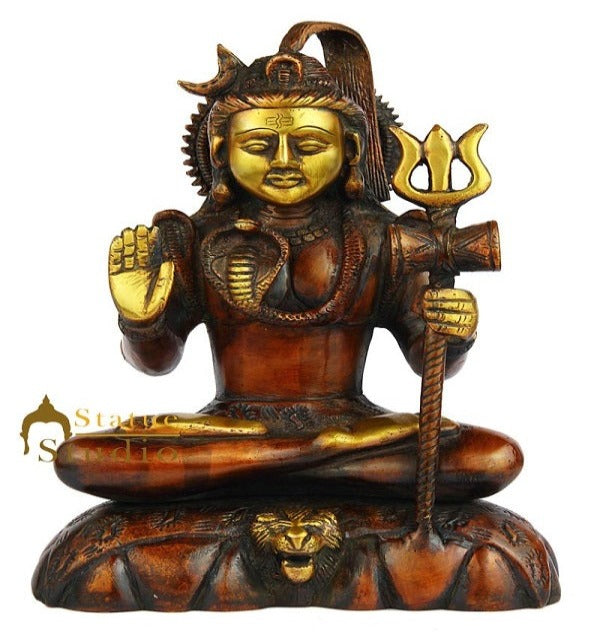 Brass Lord Shiva Statue Antique Finish Religious 10 Inch