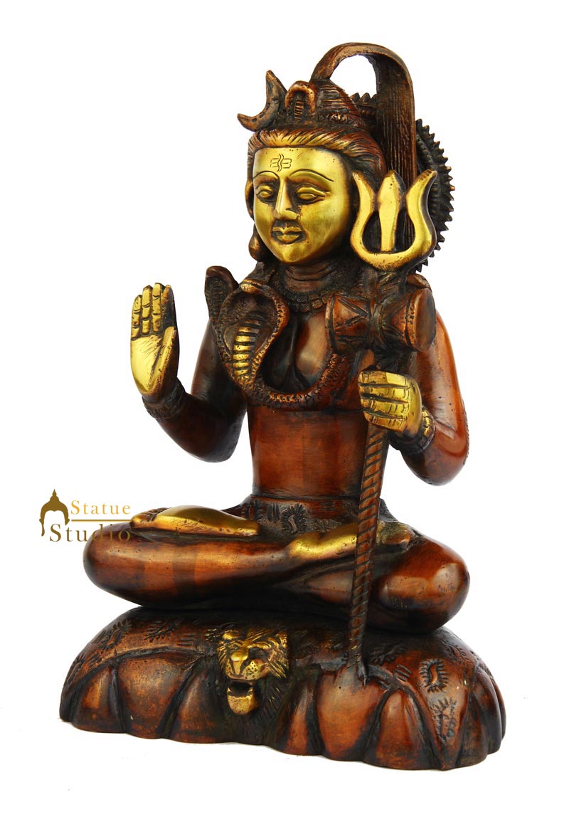 Brass Lord Shiva Statue Antique Finish Religious 10 Inch