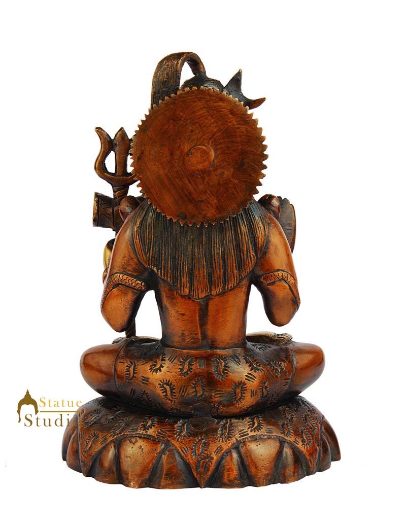 Brass Lord Shiva Statue Antique Finish Religious 10 Inch