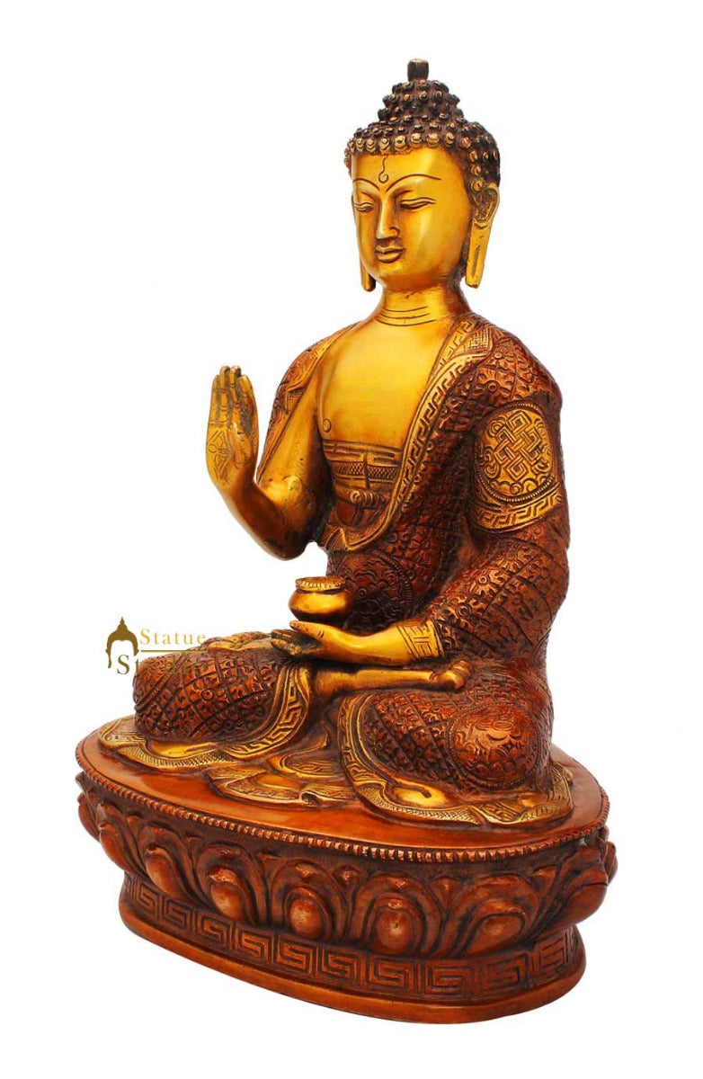 Large buddha head bronze statue buddhist nepal tibet table décor art 12"