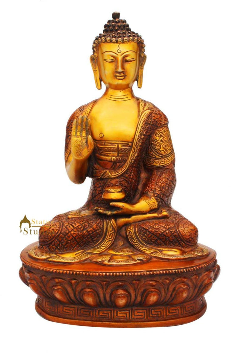 Large buddha head bronze statue buddhist nepal tibet table décor art 12"