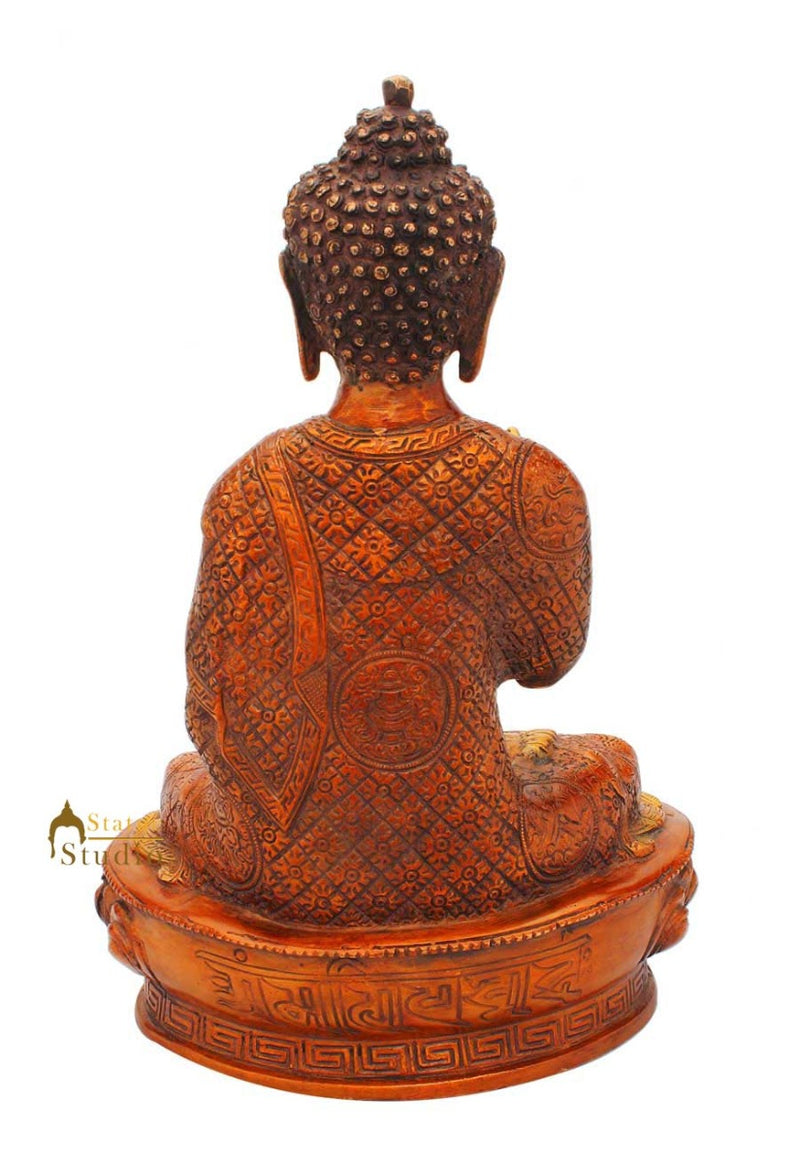 Large buddha head bronze statue buddhist nepal tibet table décor art 12"