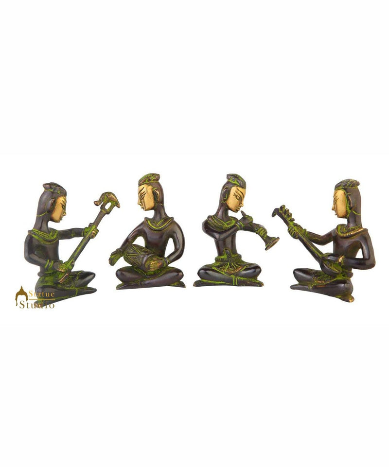 Fine brass home room table décor musical band 4 pcs showpiece item gift set 6"