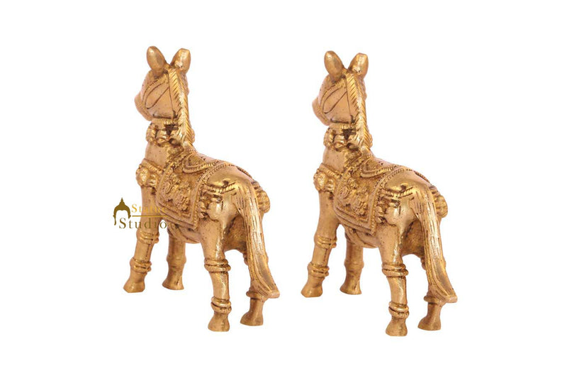 Brass Horse showpiece pair miniature figure sculpture figurine home décor 3"