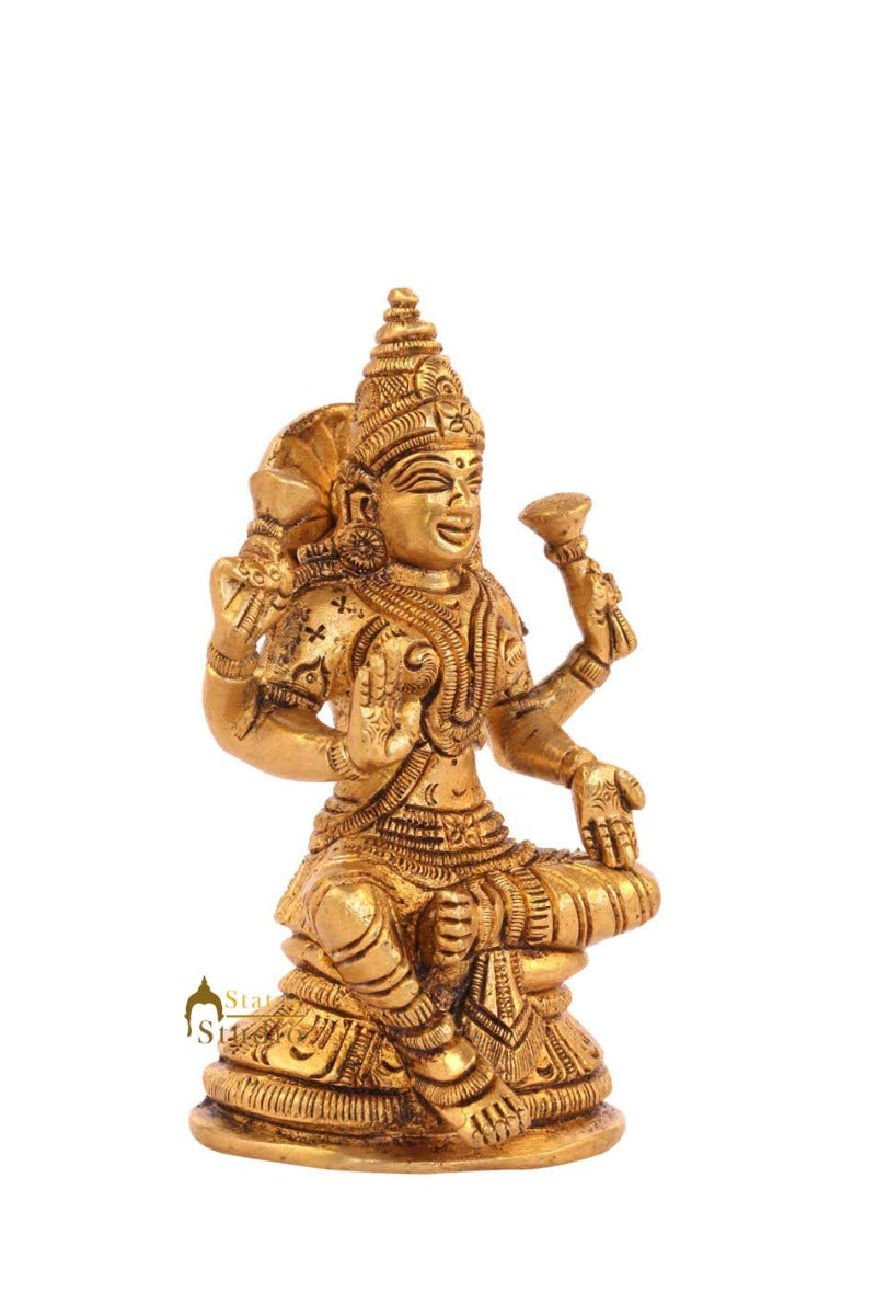 Brass miniature idol hindu goddess laxmi figure dcorative art 2"